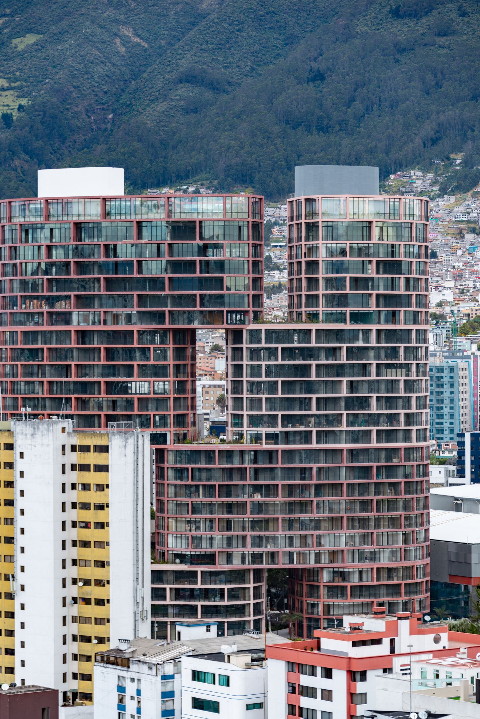 Aerial view of contemporary architecture in Quito, Ecuador